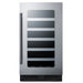 Summit 18″ Stainless Steel Built-In Wine Cellar – 29 Bottle - Front View Empty Shelves Closed Door