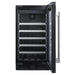 Summit 18″ Stainless Steel Built-In Wine Cellar – 29 Bottle - Front View Empty Shelves Open Door