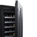 Summit 18″ Stainless Steel Built-In Wine Cellar – 29 Bottle - Side View Loaded Shelves Open Door