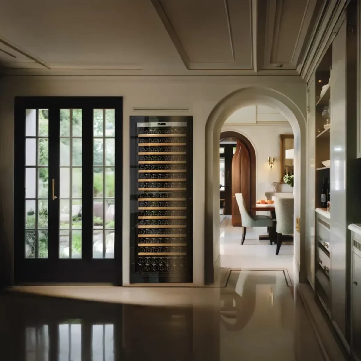 Transtherm by EuroCave Prestige 27" 182 Bottle Single Zone Wine Fridge - Fridge is seamlessly built into a modern kitchen interior