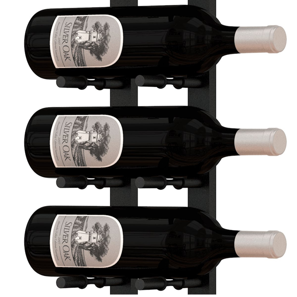 Ultra 1FT Label-Out Horizontal Wall Rail Wine Rack (3–9 Bottles) - Single Depth Rack with 3 Bottles Label Shown