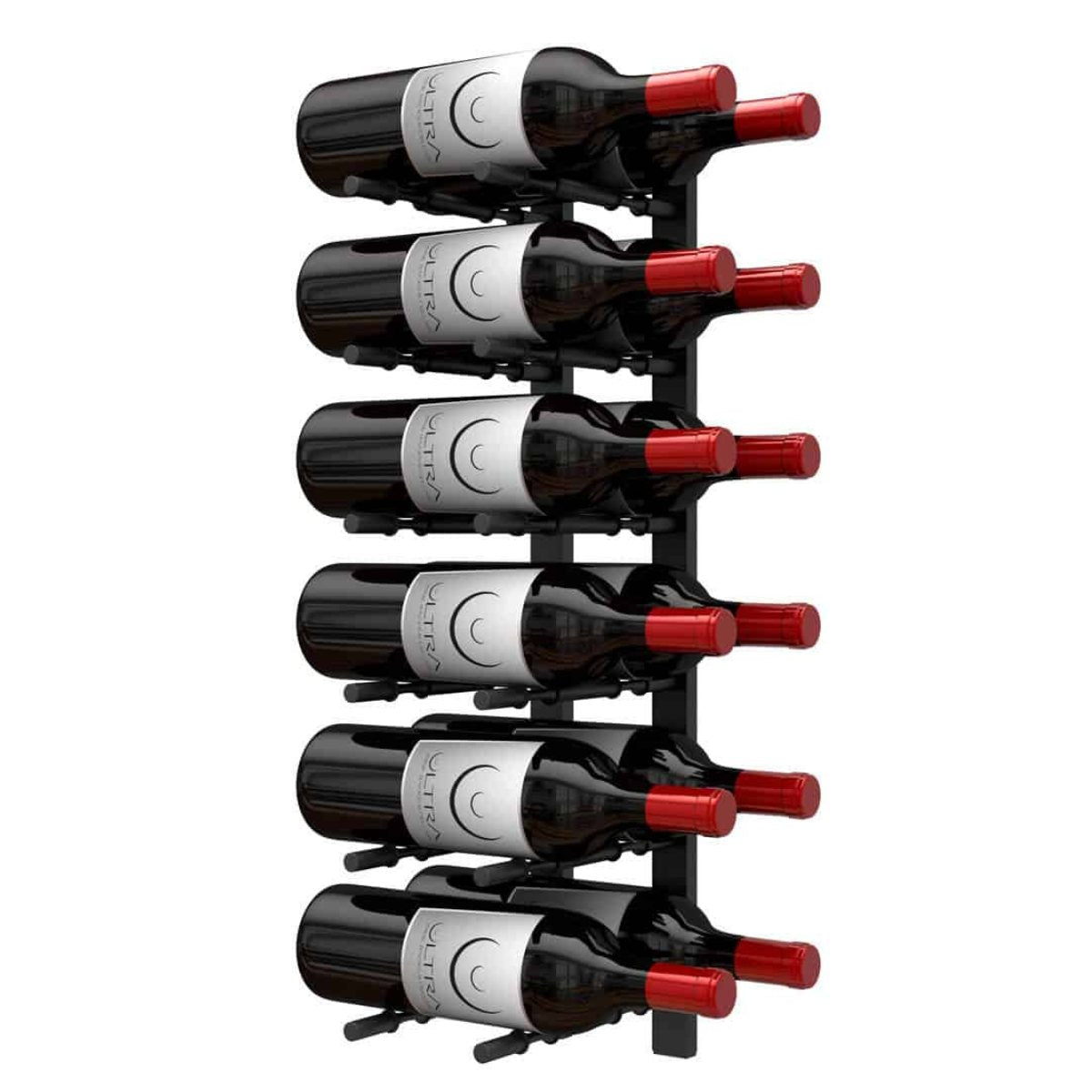 Ultra 2FT Label-Out Horizontal Wall Rail Wine Rack (6–18 Bottles) - 12 Bottles Shown