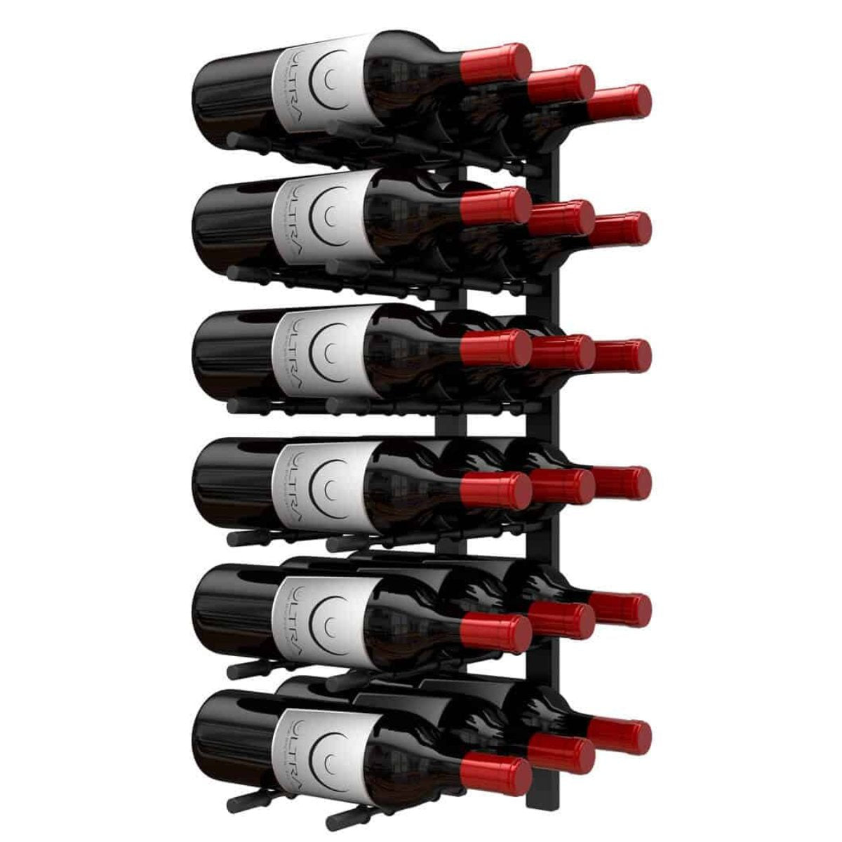 Ultra 2FT Label-Out Horizontal Wall Rail Wine Rack (6–18 Bottles) - 18 Bottles Shown