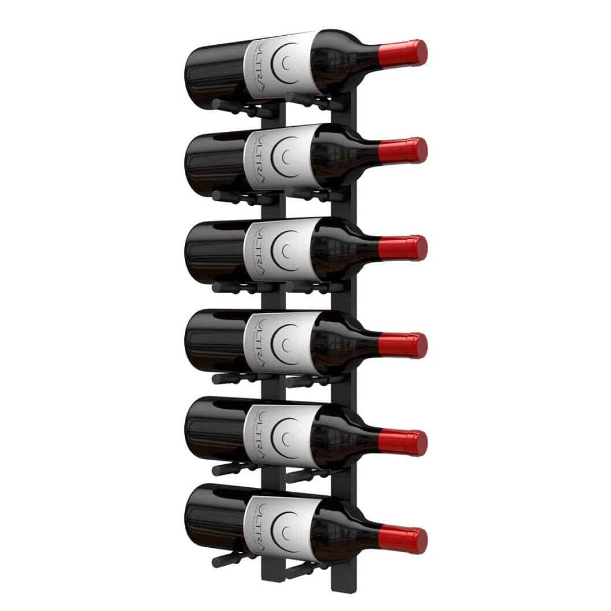 Ultra 2FT Label-Out Horizontal Wall Rail Wine Rack (6–18 Bottles) - 6 Bottles Shown