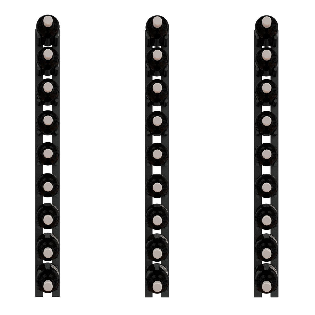 Ultra 3FT Cork-Out Straight Wall Rail Wine Rack (9 Bottles) - Cork Out Design of the Wine Rack Front View