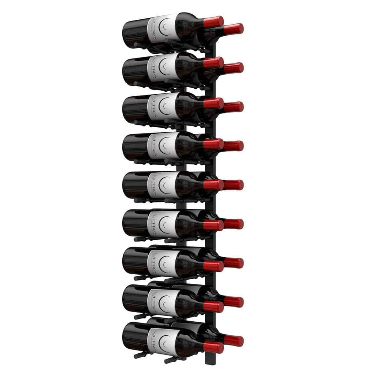 Ultra 3FT Label-Out Horizontal Wall Rail Wine Rack (9–27 Bottles) - 18 Bottles Shown