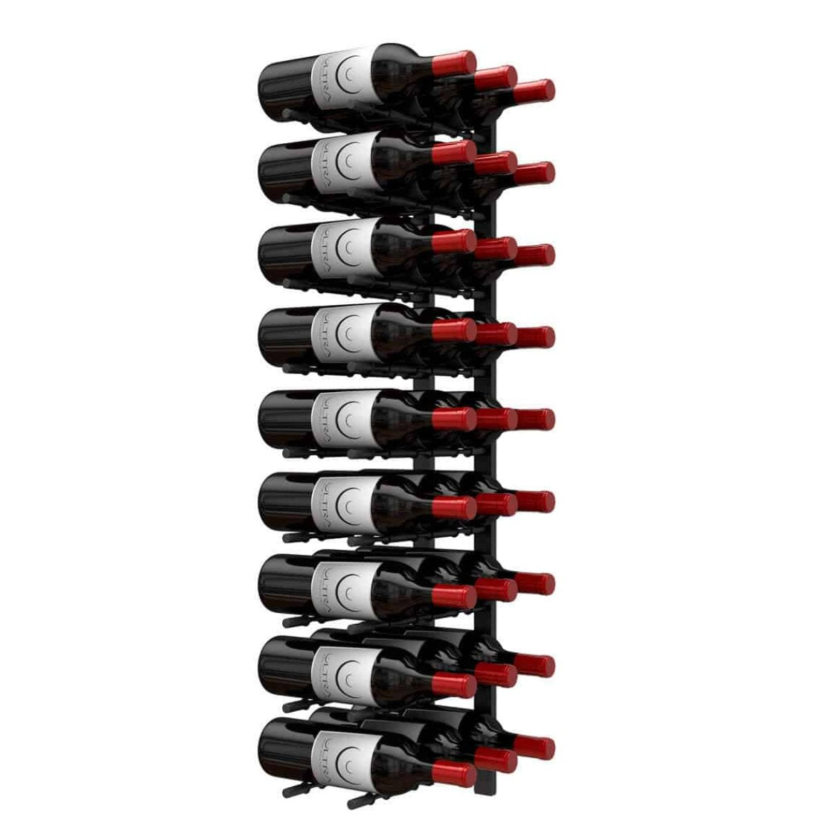 Ultra 3FT Label-Out Horizontal Wall Rail Wine Rack (9–27 Bottles) - 27 Bottles Shown