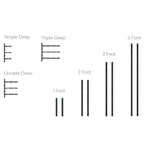 Ultra 3FT Label-Out Horizontal Wall Rail Wine Rack (9–27 Bottles) - Depth and Foot Dimensions Shown
