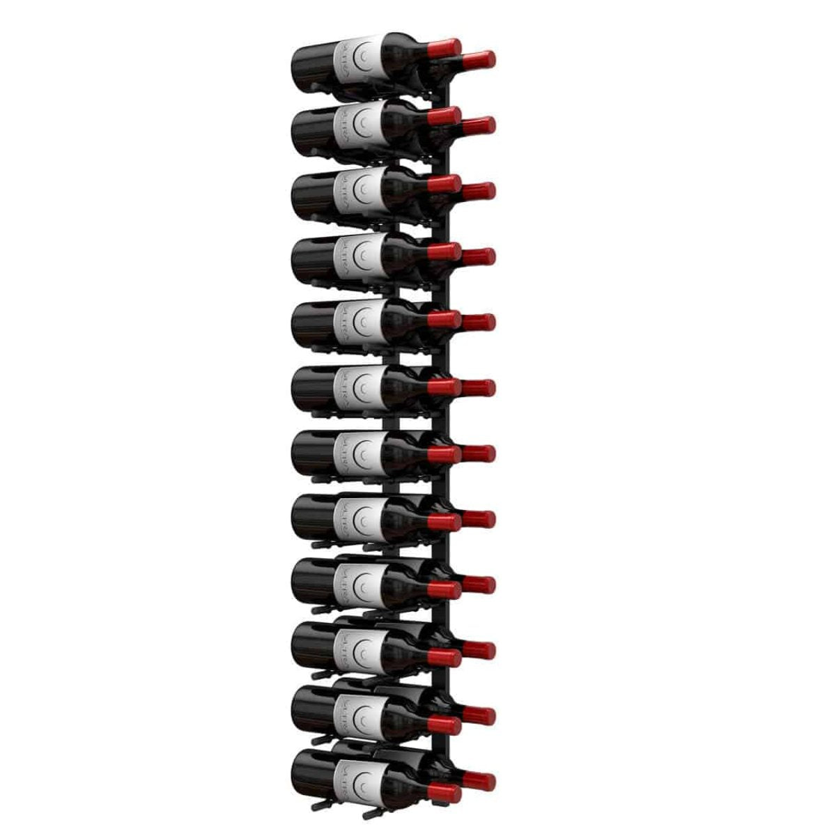 Ultra 4FT Label-Out Horizontal Wall Rail Wine Rack (12–36 Bottles) - 24 Bottles Shown