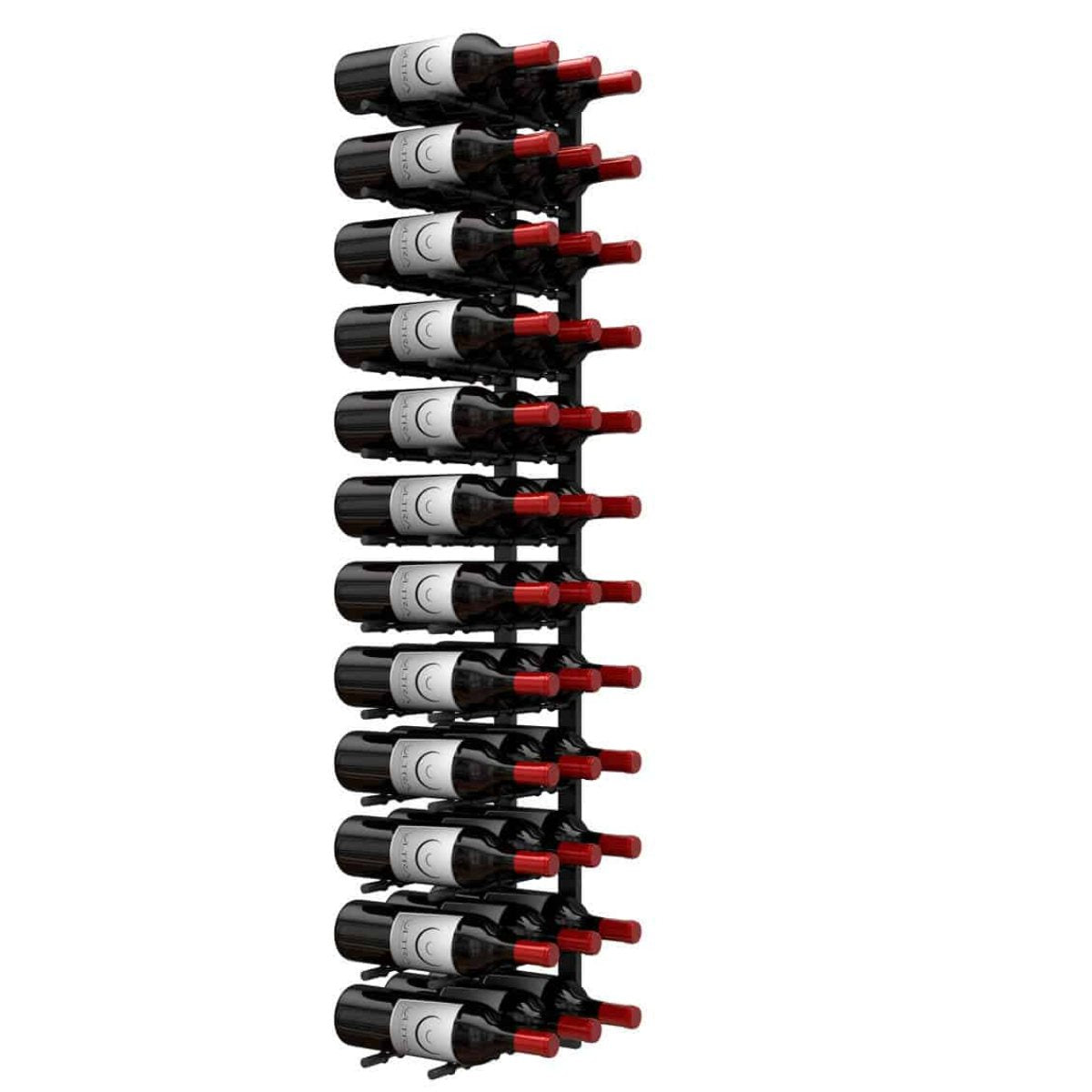 Ultra 4FT Label-Out Horizontal Wall Rail Wine Rack (12–36 Bottles) - 36 Bottles Shown