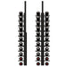 Ultra Floor-To-Ceiling Backer Channel - Dual floor-to-ceiling wine racks with black metal supports holding multiple bottles
