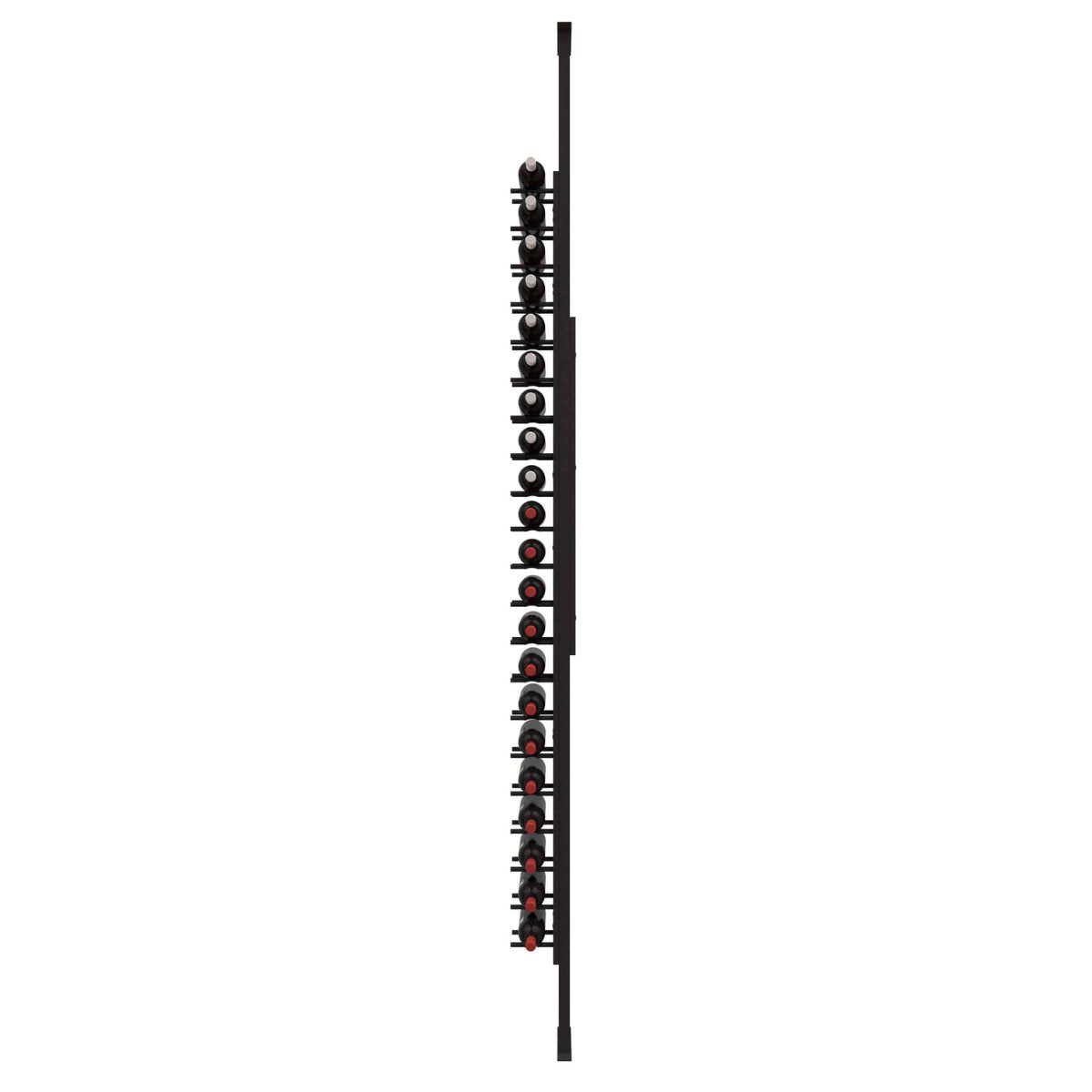 Ultra Floor-to-Ceiling Mounted 1-Sided Wine Rack Display (21 Bottles) - front view with wine bottles