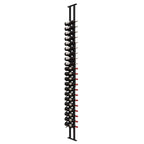 Ultra Floor-to-Ceiling Mounted 1-Sided Wine Rack Display (21 Bottles) - side view with wine bottles