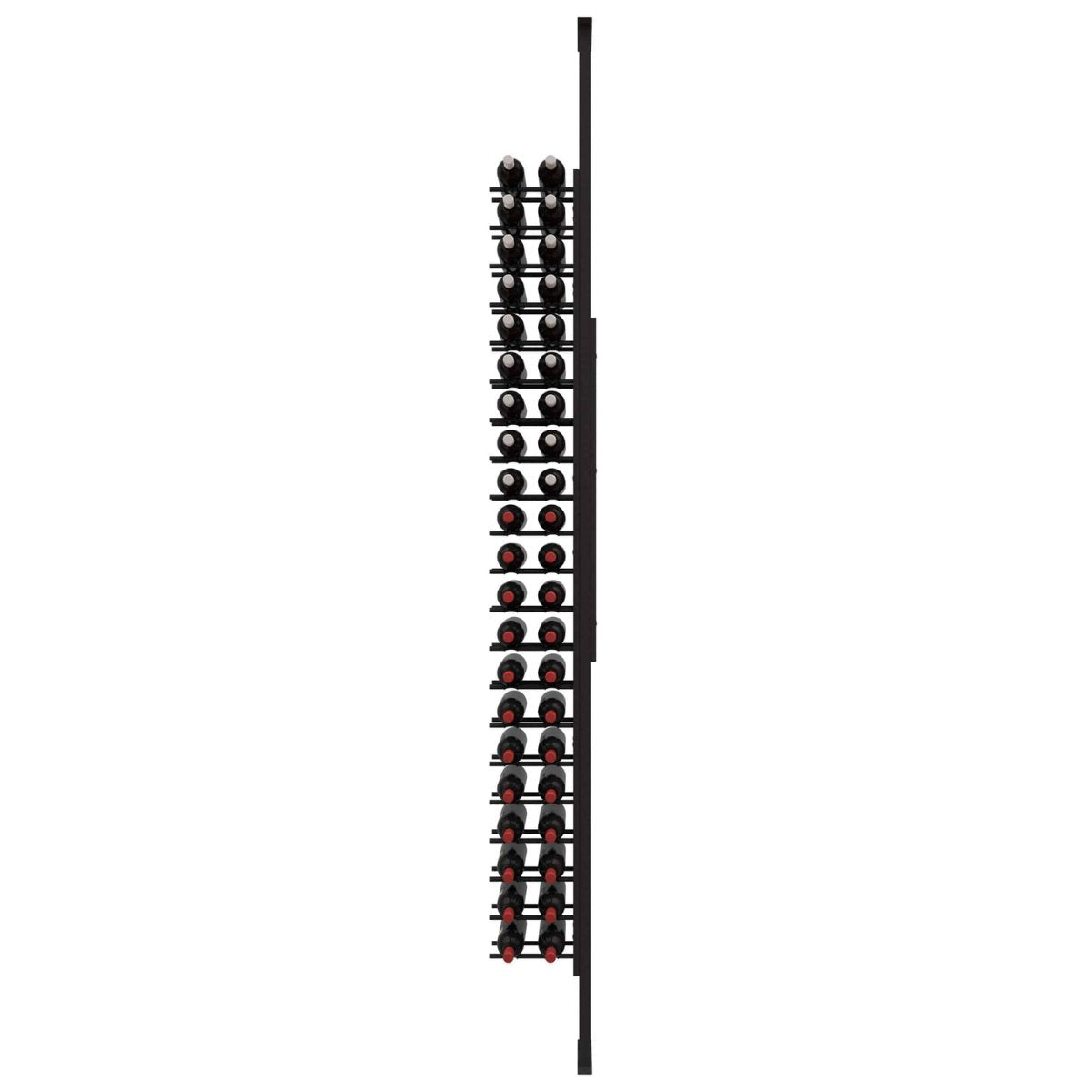 Ultra Floor-to-Ceiling Mounted 1-Sided Wine Rack Display (42 Bottles) - front view with wine bottles