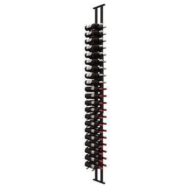 Ultra Floor-to-Ceiling Mounted 1-Sided Wine Rack Display (42 Bottles) - side view with wine bottles