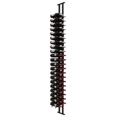 Ultra Floor-to-Ceiling Mounted 1-Sided Wine Rack Display (63 Bottles) - side view with wine bottles
