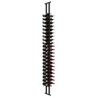 Ultra Floor-to-Ceiling Mounted 2-Sided Wine Rack Display (42 Bottles) - front  side view with wine bottles studio image