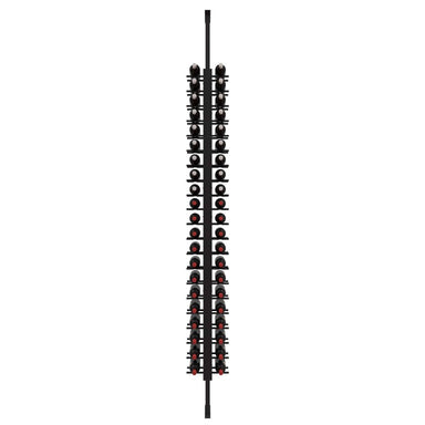 Ultra Floor-to-Ceiling Mounted 2-Sided Wine Rack Display (42 Bottles) - front view with wine bottles