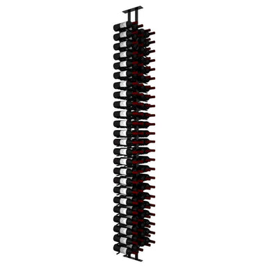 Ultra Floor-to-Ceiling Mounted 2-Sided Wine Rack Display (84 Bottles) - front  side view with wine bottles studio image