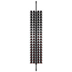 Ultra Floor-to-Ceiling Mounted 2-Sided Wine Rack Display (84 Bottles) - front view with wine bottles