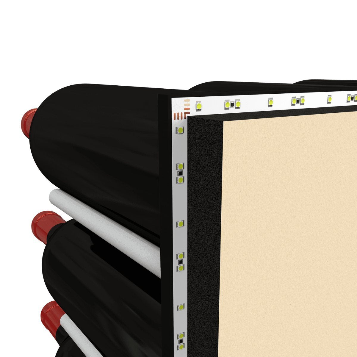 Ultra Fusion 3FT Cork-Out Wine Wall Alumasteel (27 Bottles) - Close-up of an LED lighting strip integrated into a wine rack panel