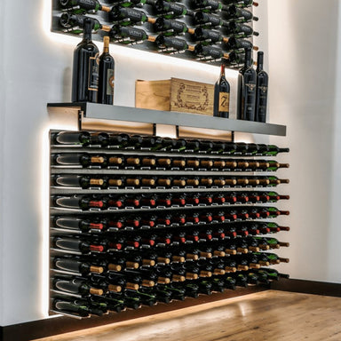 Ultra Fusion 3FT Cork-Out Wine Wall Alumasteel (27 Bottles) - Wall-mounted wine racks with backlighting and display shelf holding bottles and decor