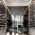 Ultra Fusion 3FT Cork-Out Wine Wall Black Acrylic (27 Bottles) - Modern wine cellar with wall-mounted racks holding bottles horizontally on both sides