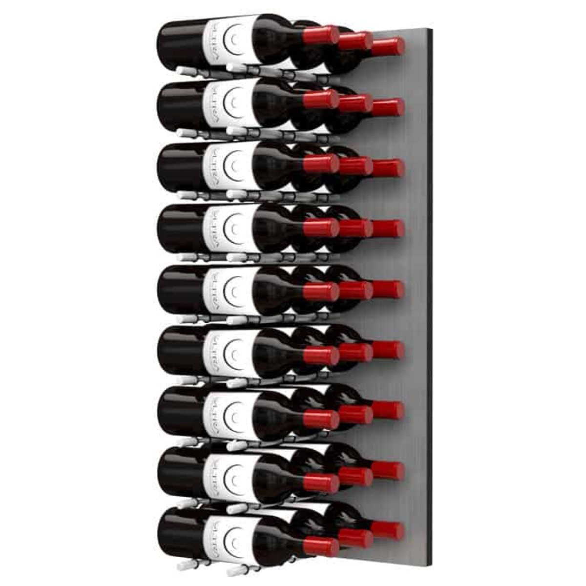 Ultra Fusion 3FT Label Out Wine Wall Alumasteel (9-27 Bottles) - Brushed aluminum finish, triple deep shown