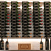 Ultra Fusion 3FT Label Out Wine Wall Alumasteel (9-27 Bottles) - Wall-mounted wine rack with backlit rows of bottles and display shelf holding wine and box