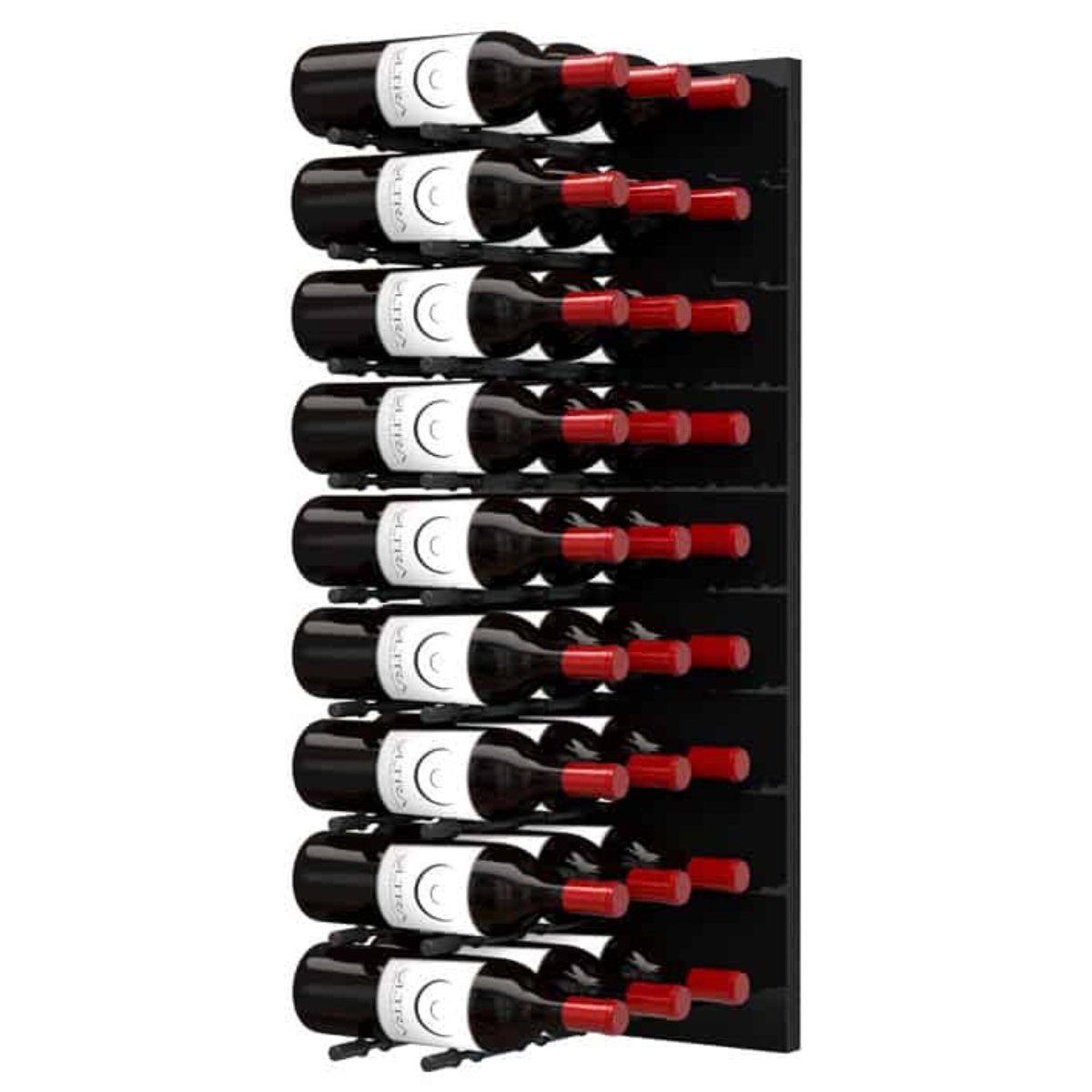 Ultra Fusion 3FT Label Out Wine Wall Black Acrylic (9-27 Bottles) - Matte black finish, triple deep shown
