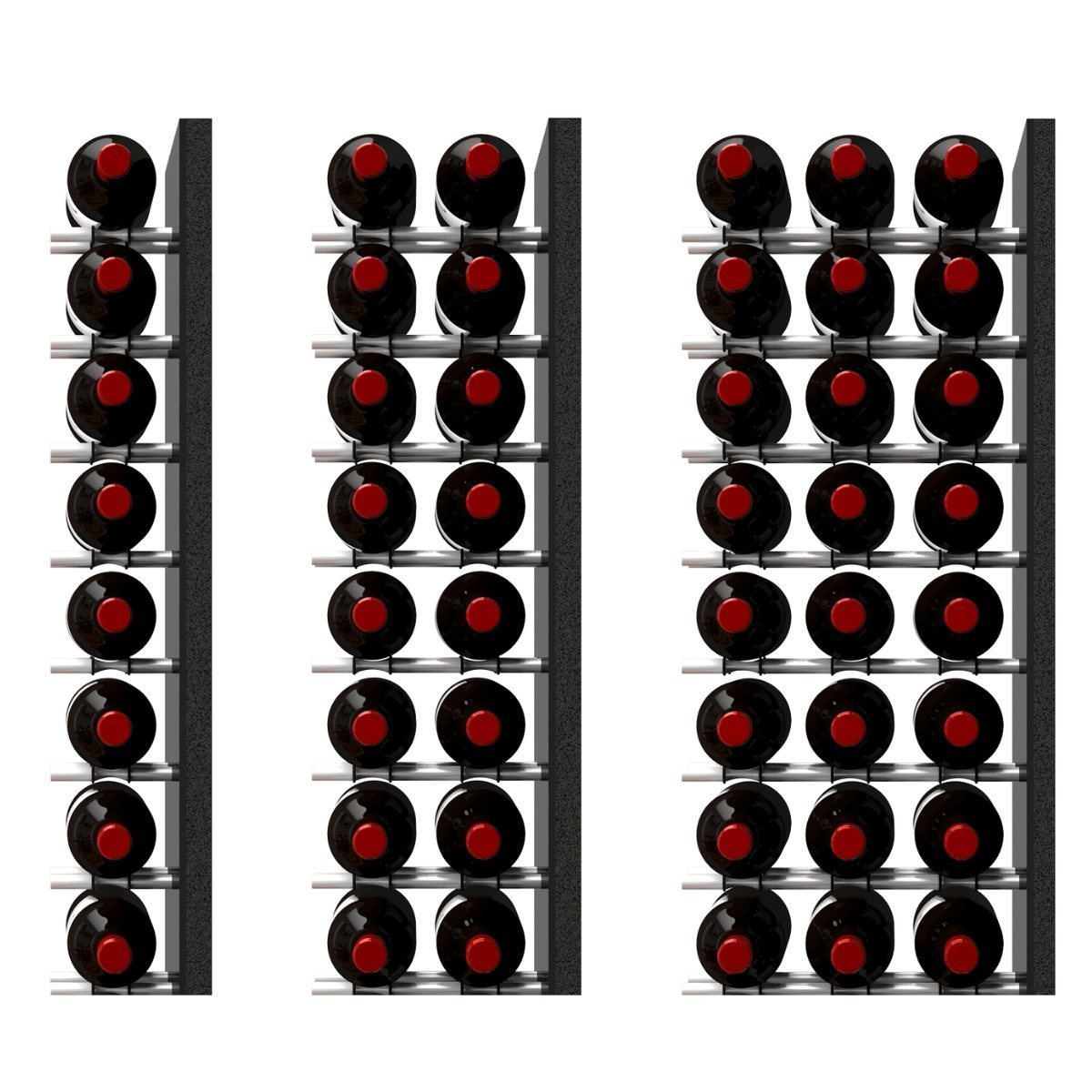 Ultra Fusion 3FT Label Out Wine Wall Black Acrylic (9-27 Bottles) - Three Depth Options Shown