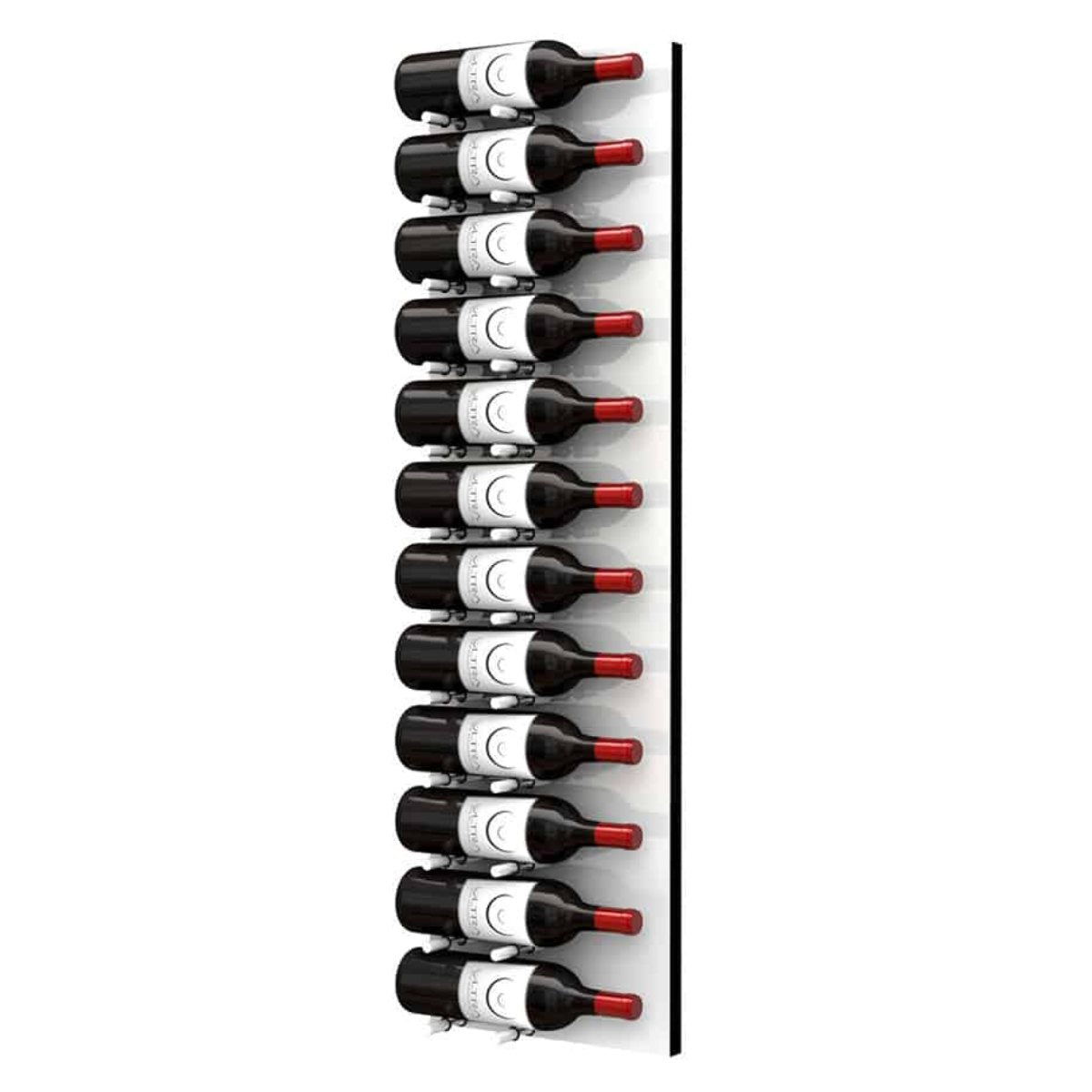 Ultra Fusion 4FT Label Out Wine Wall White Acrylic (12-36 Bottles) - Brushed Aluminum finish, Single deep shown