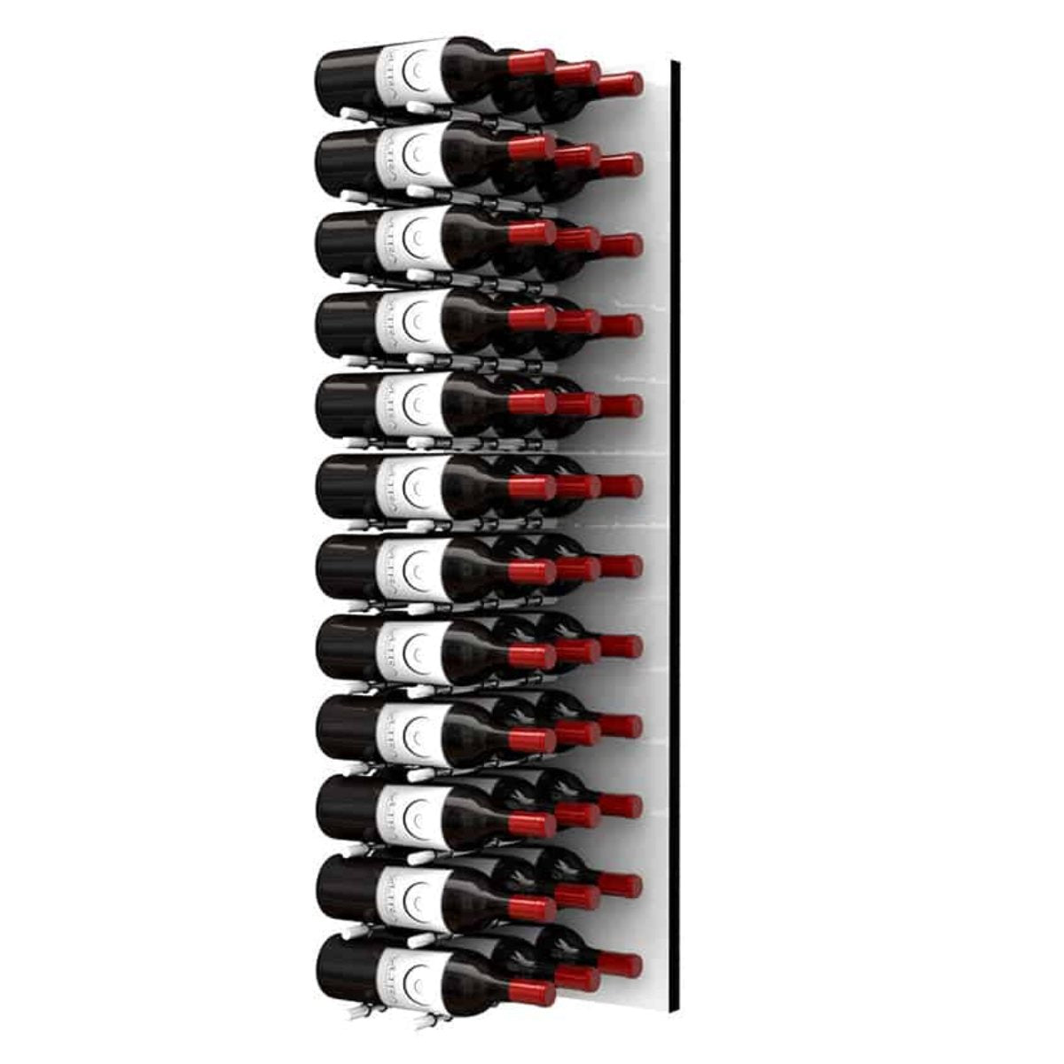 Ultra Fusion 4FT Label Out Wine Wall White Acrylic (12-36 Bottles) - Brushed Aluminum finish, triple deep shown