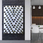 Ultra Fusion Panel Wine Rack – Alumasteel Cork-Out - Wall-mounted wine display with bottles arranged diagonally on a white panel