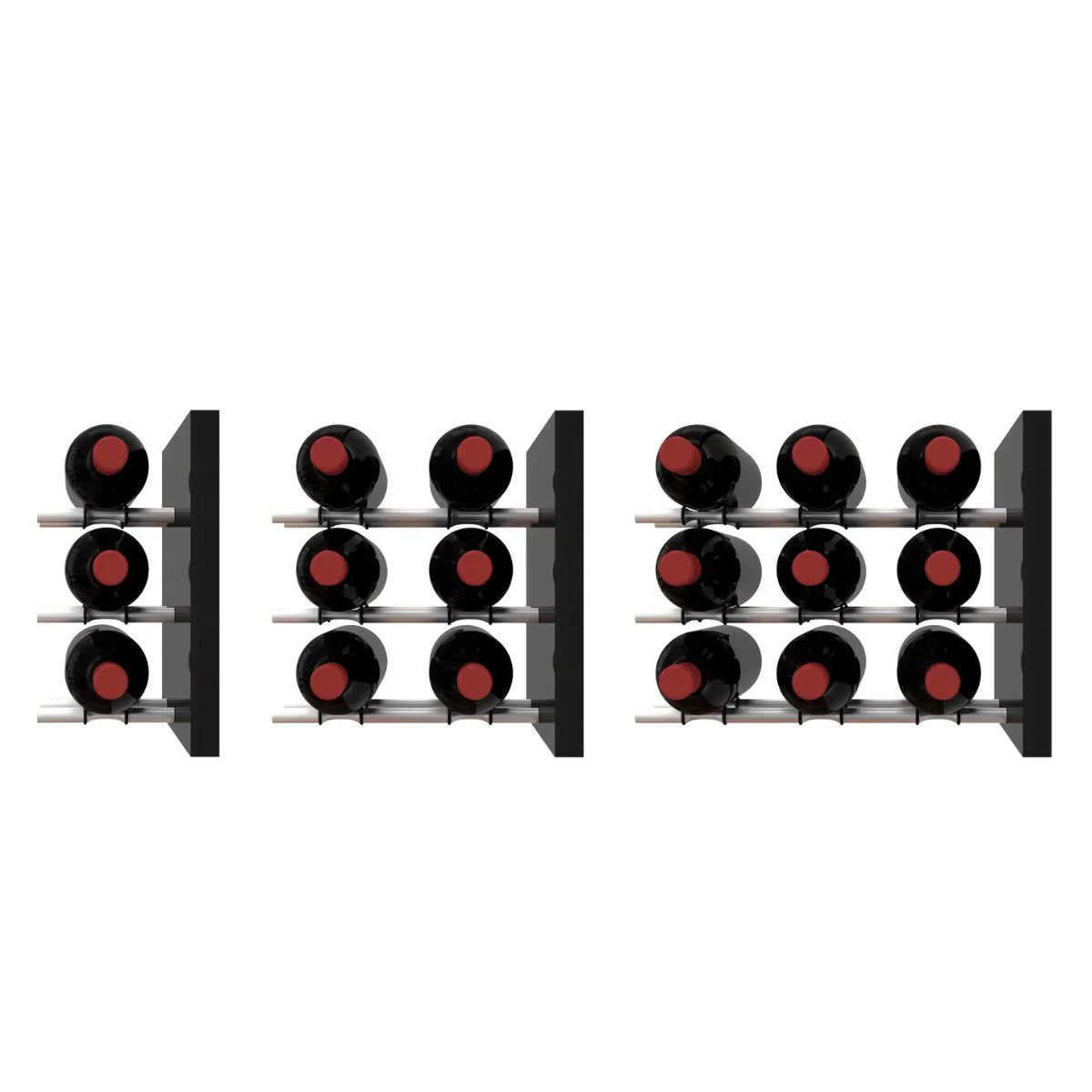 Ultra Fusion Panel Wine Rack – Alumasteel Label-Out - Three Depth Options Shown
