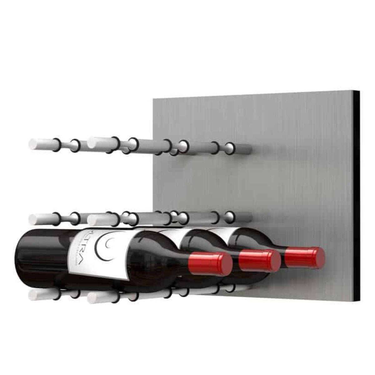 Ultra Fusion Panel Wine Rack – Alumasteel Label-Out - Triple Depth - Satin Aluminum Color