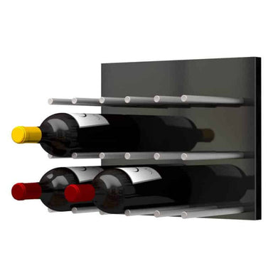Ultra Fusion Panel Wine Rack – Black Acrylic Cork-Out - 9 Bottle Rack - Brushed Aluminum Peg