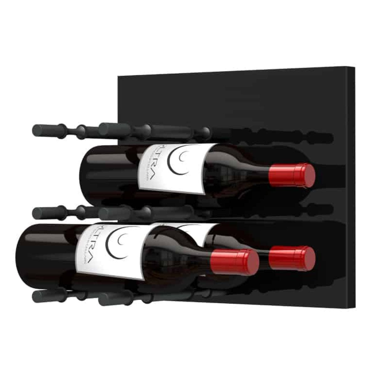 Ultra Fusion Panel Wine Rack – Black Acrylic Label-Out - Double Depth - Matte Black Color