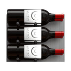 Ultra Fusion Panel Wine Rack – Black Acrylic Label-Out - Wall-mounted wine rack holding three bottles in a horizontal  display