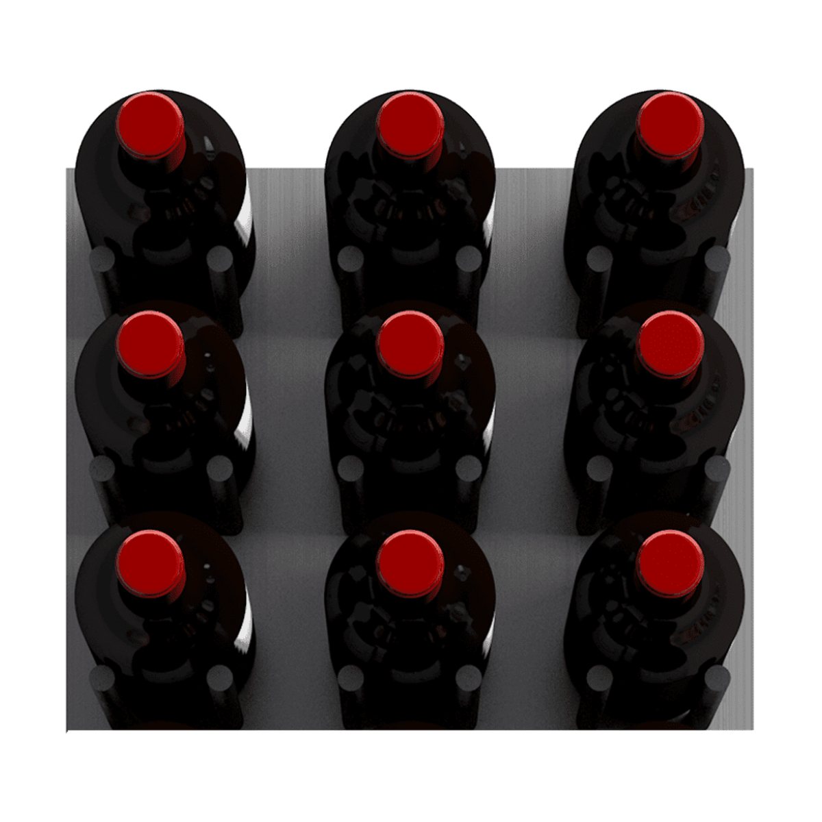 Ultra Fusion Panel Wine Rack – White Acrylic Cork-Out - Wall-mounted wine rack holding three bottles in a cork out  display