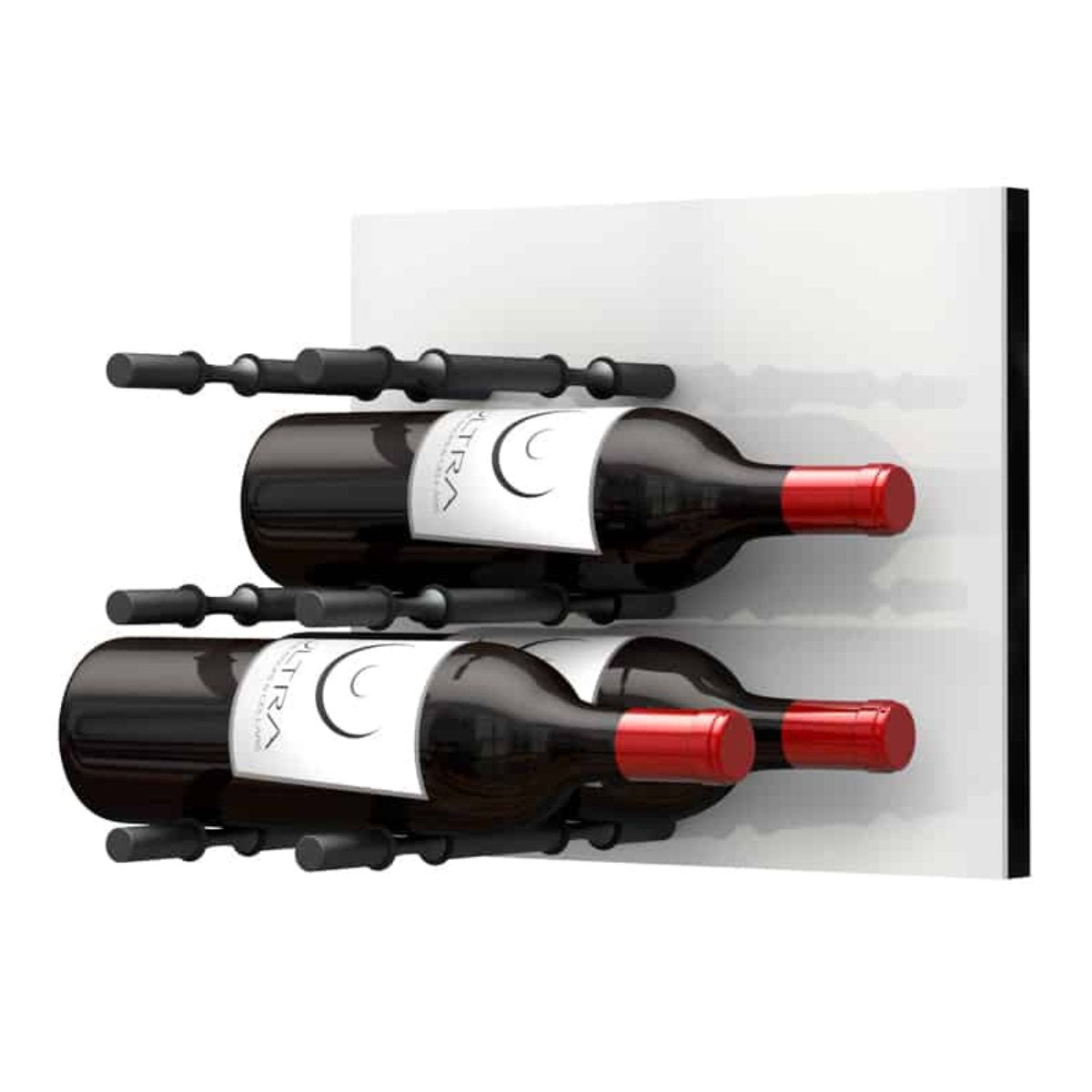 Ultra Fusion Panel Wine Rack – White Acrylic Label-Out - Double Depth - Matte Black Color