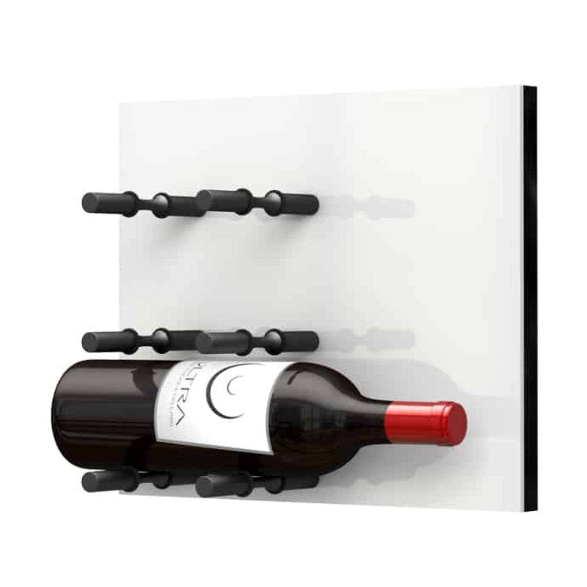 Ultra Fusion Panel Wine Rack – White Acrylic Label-Out - Single Depth - Matte Black Color