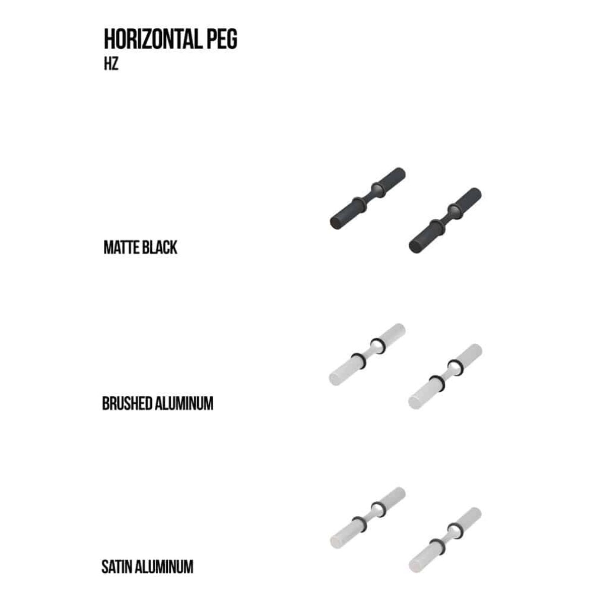 Ultra Label-Out Horizontal Wine Pegs - Available Colors - Matte Black - Brushed Aluminum - Satin Aluminum