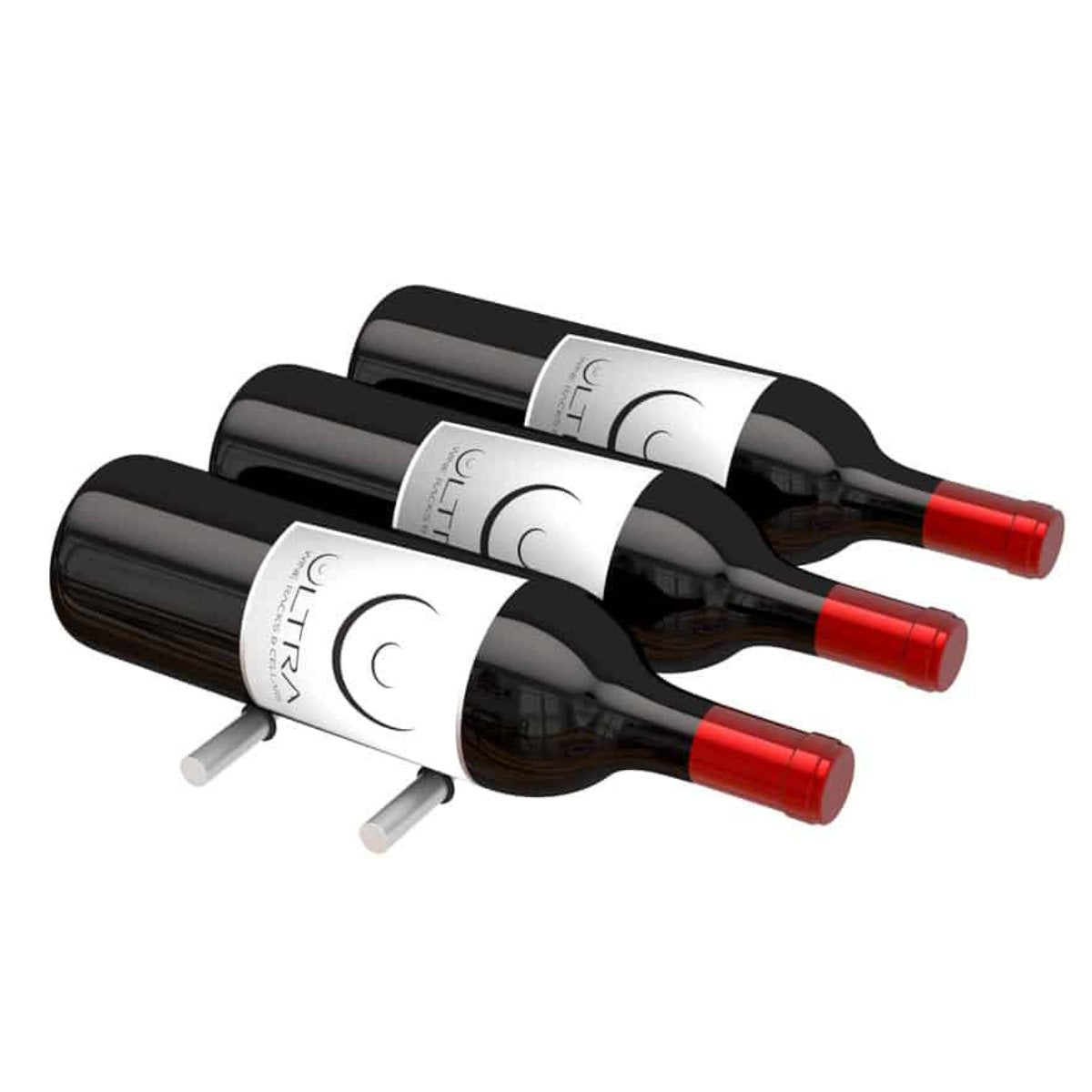 Ultra Label-Out Horizontal Wine Pegs -  Triple Deep - 3 Bottles - Satin Aluminum