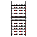 Ultra Showcase Featured Display Kit (78 - 105 Bottles) - Freestanding floor-to-ceiling wine rack system with multiple black metal rows, designed for label-forward bottle storage and efficient cellar organization double deep