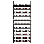 Ultra Showcase Featured Display Kit (78 - 105 Bottles) - Freestanding floor-to-ceiling wine rack system with multiple black metal rows, designed for label-forward bottle storage and efficient cellar organization triple deep