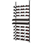 Ultra Showcase Featured Display Kit (78 - 105 Bottles) - Tall black floor-to-ceiling wine rack with angled shelving, holding bottles in a label-forward position for maximum visibility and stylish cellar storage
