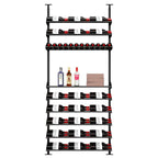 Ultra Showcase Featured Exhibition Kit (60 - 80 Bottles) - Single-column floor-to-ceiling wine rack system with mixed-use shelves, storing bottles label-forward and featuring a middle section for liquor and boxes double deep