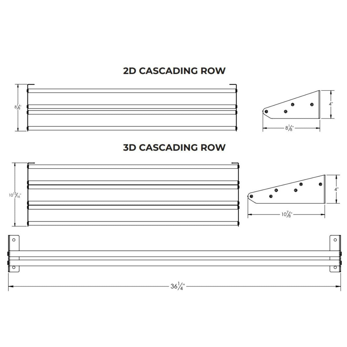Ultra Showcase Series - Cascading Row (6 - 9 Bottles) - Dimensions of the racks shown