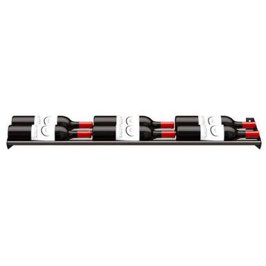 Ultra Showcase Series - Cascading Row (6 - 9 Bottles) - Double Deep wall-mounted black metal wine rack front view